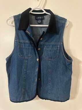Ty Denim Vest with Black Trim